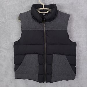 LL Bean DownTek Puffer Vest  Womens Black Gray Small Full Zip No Hood Wool Blend